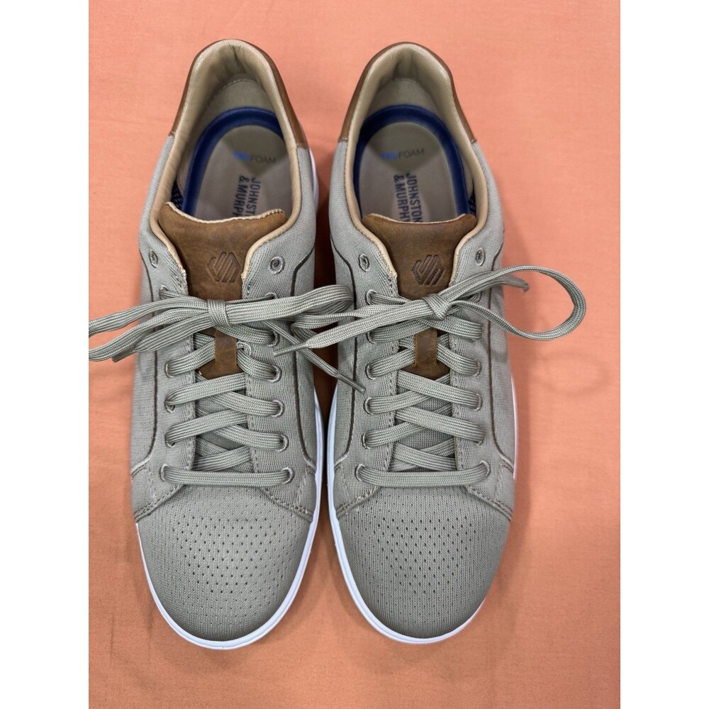 Johnston & Murphy Gray Brown White Lace Up Low Top Athletic Sneaker Men Solid